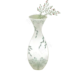 中国古风柳树花瓶,免抠元素