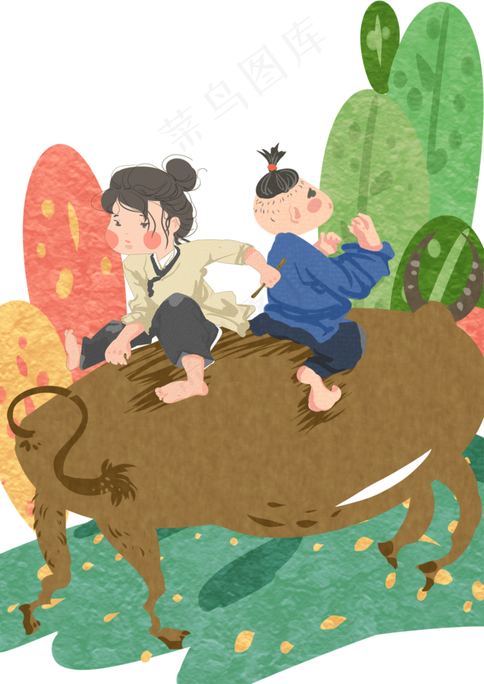 清明节牧童与水牛