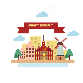 旅游地标建筑荷兰阿姆斯特丹,免抠元素