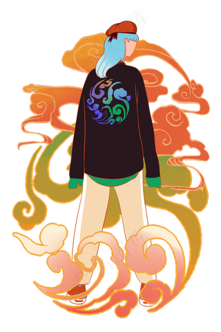 国潮中国风时尚少女,免抠元素