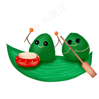 卡通粽子赛龙舟