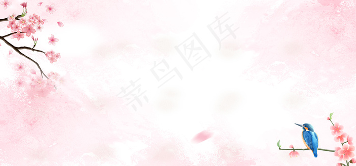 桃花节文艺小清新简约白色banner