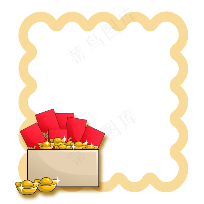 卡通手绘元旦红包边框,免抠元素