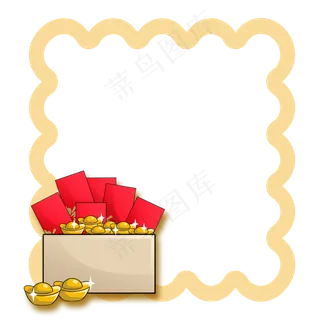 卡通手绘元旦红包边框,免抠元素