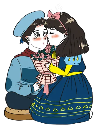 情人节甜蜜情侣玫瑰花束浪漫亲吻