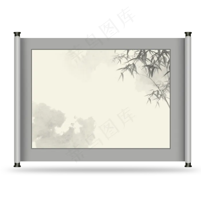 中国风水墨卷轴,免抠元素(2000X2000(DPI:300))psd模版下载