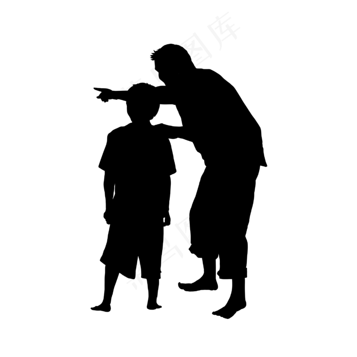父亲节父子黑白剪影