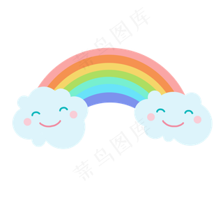 手绘云朵彩虹装饰,免抠元素