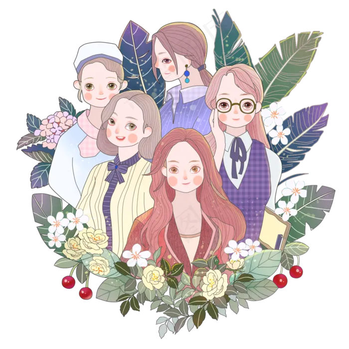 3月8妇女节职业妇女花丛美丽魅力P,免抠元素(4000X4000(DPI:300))psd模版下载
