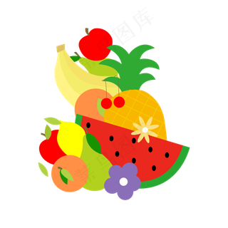 矢量手绘卡通水果