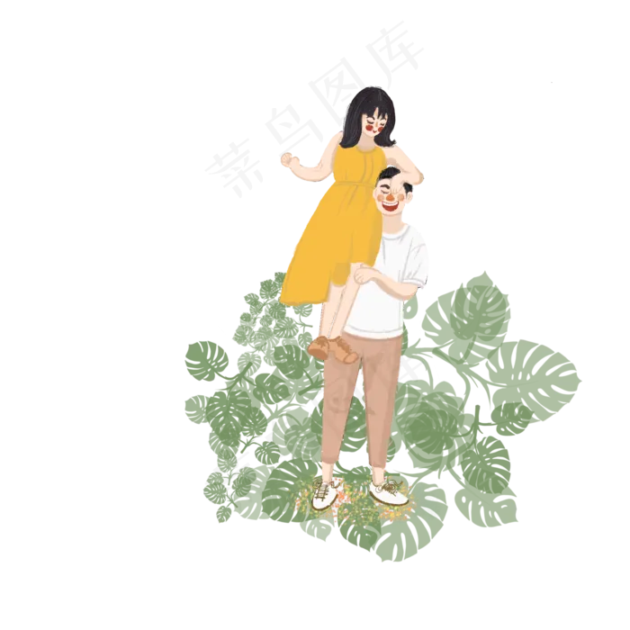 在草地上举高高的小情侣免抠PN(2000X2000(DPI:264))psd模版下载