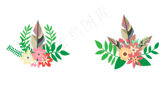 手绘春天的花丛矢量免抠图