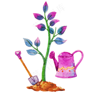 紫色的树木和工具