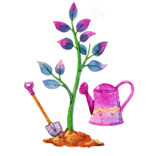 紫色的树木和工具