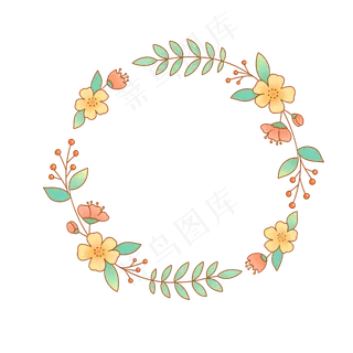 春夏清新唯美花环花藤植物装饰图