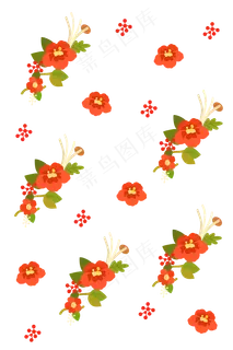 红色花卉底纹