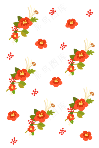 红色花卉底纹