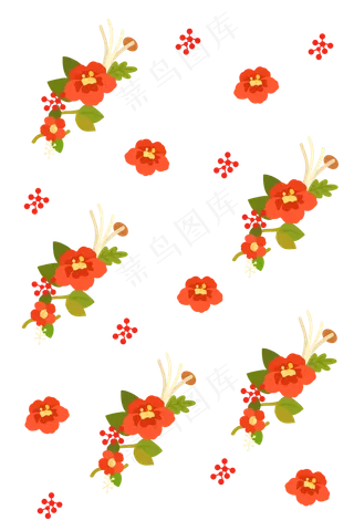红色花卉底纹