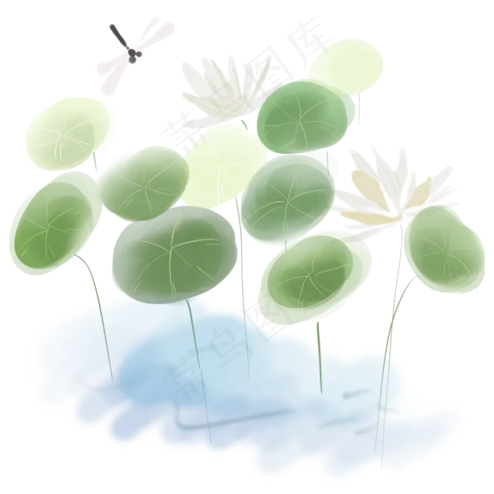 水墨白色荷花(2000X2000(DPI:300))psd模版下载