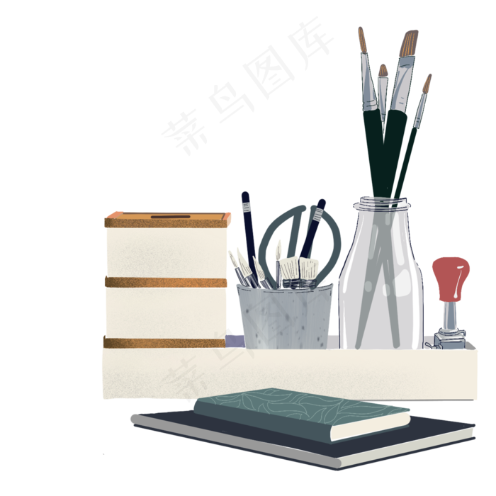 卡通书桌物品免抠图