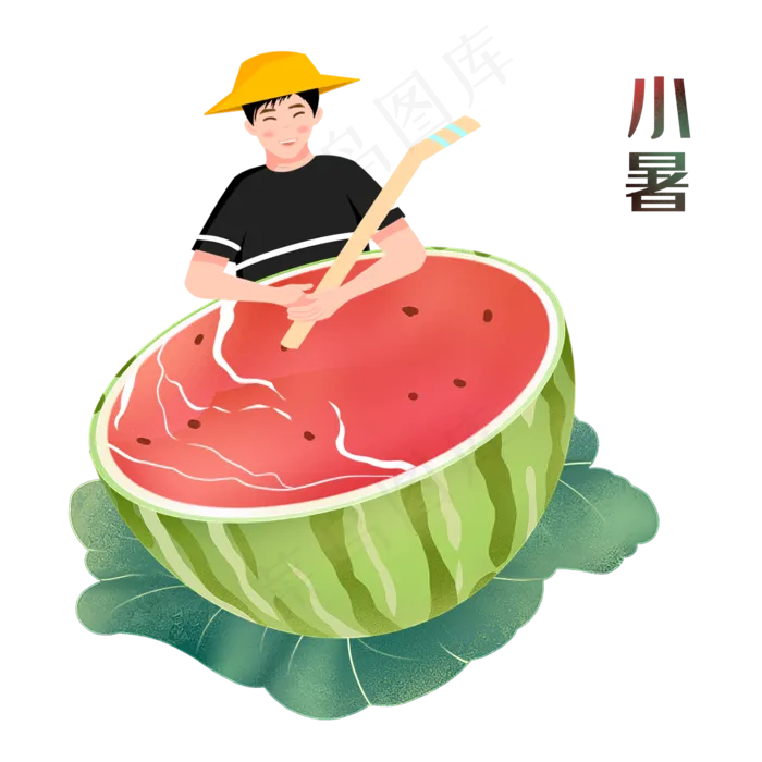 夏日吃西瓜的男孩(2000X2000(DPI:96))psd模版下载