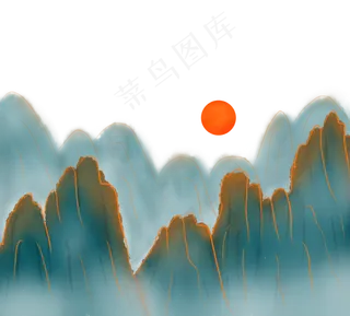 中国风水墨金线山水