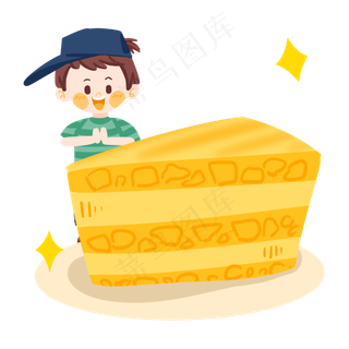 儿童节卡通男孩吃蛋糕PNG素材
