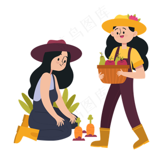 可爱农业女孩蔬果绿色种植收获素