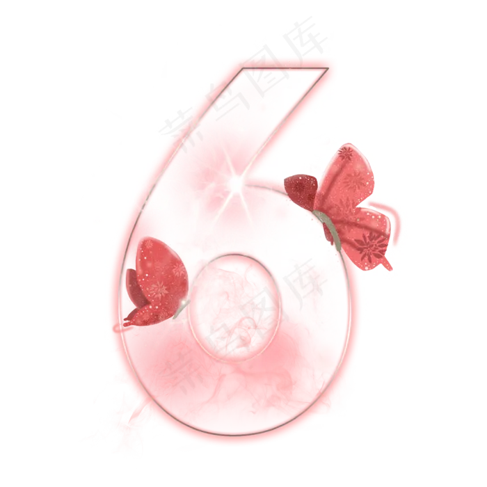 梦幻蝴蝶数字6(2000*2000px 	      )psd模版下载