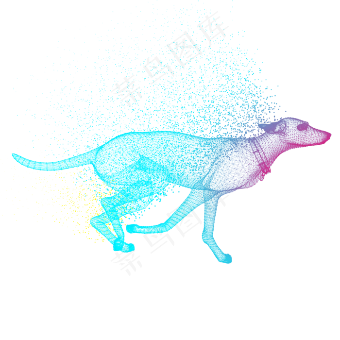 狗奔跑科技动物智能魔幻数据光点,免抠元素