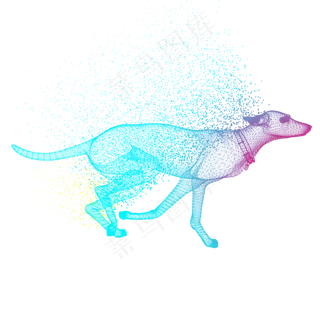 狗奔跑科技动物智能魔幻数据光点,免抠元素