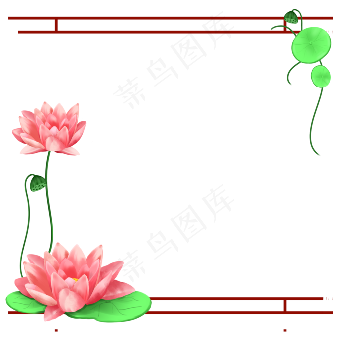 荷花边框(2000X2000(DPI:300))psd模版下载