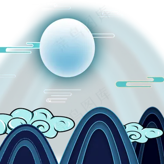 冷色调国潮元素