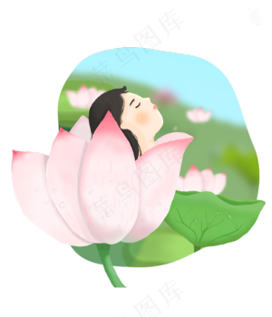荷花少女夏日清新节气