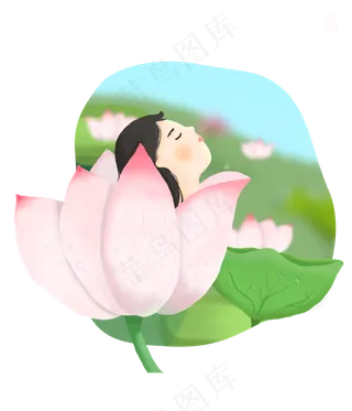 荷花少女夏日清新节气
