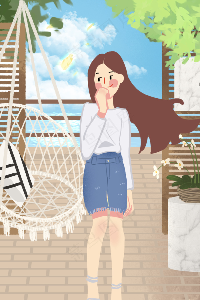 五一放假室外吊椅女孩(3545X5315(DPI:300))psd模版下载