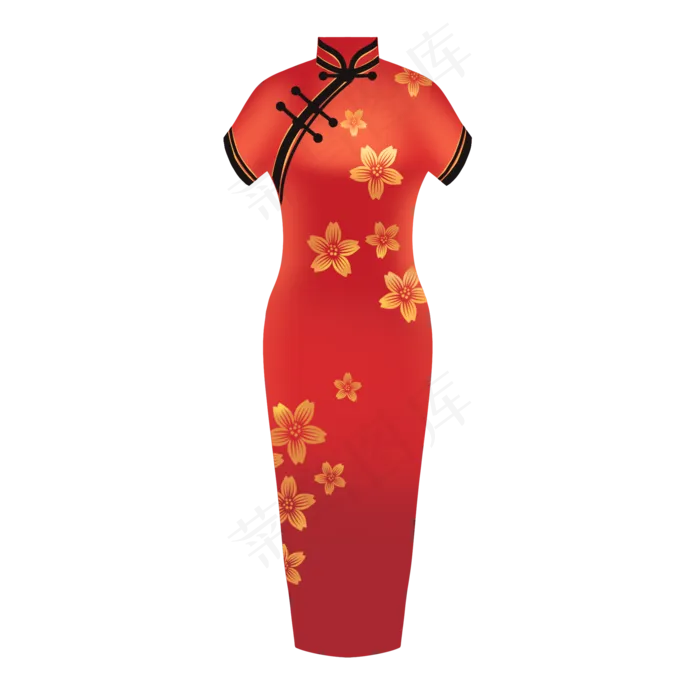 复古民国风红色旗袍服饰(2048X2048(DPI:300))psd模版下载