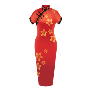 复古民国风红色旗袍服饰