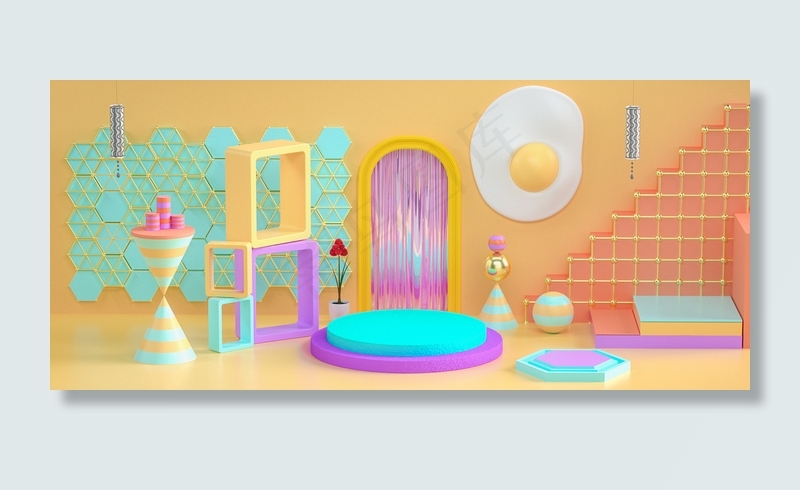 C4D通用糖果清新活动节日促销电商背景背景图片素材