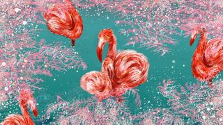 唯美樱花缤纷火烈鸟风景配图