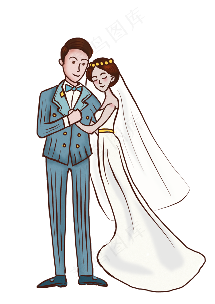 卡通手绘小清新七夕情人节婚礼下