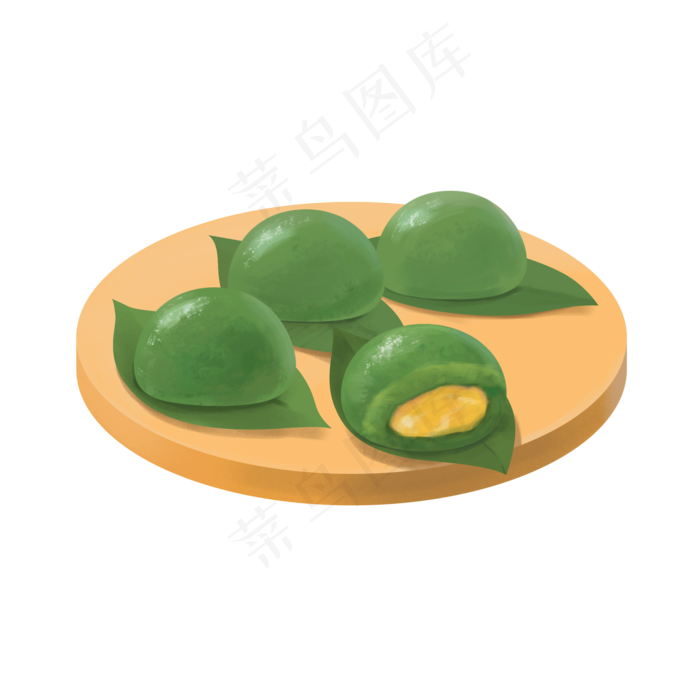 卡通清明青团免扣,免抠元素