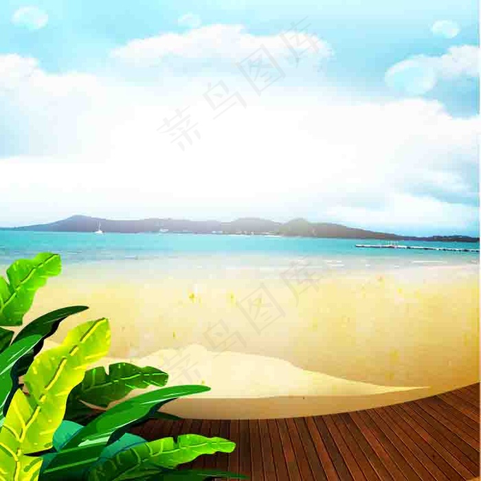 清爽夏日夏天大海(800*800px 	        )psd模版下载