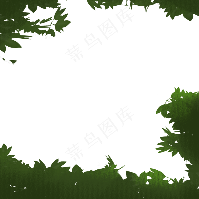 绿色植物边框下载(2000X2000(DPI:300))psd模版下载