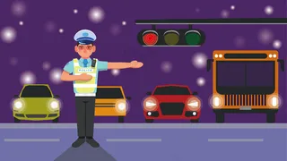 正在指挥交通的男警察