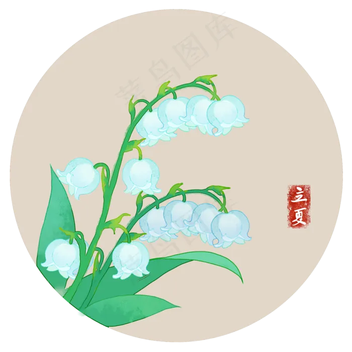 立夏铃兰中式风格国画二十四节气(2000X2000(DPI:300))psd模版下载