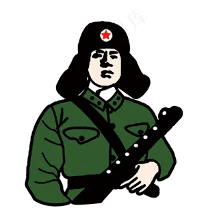 建军节手绘军人背枪