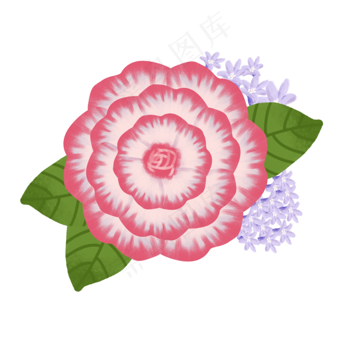 卡通手绘温馨母爱花朵之一朵大粉,免抠元素
