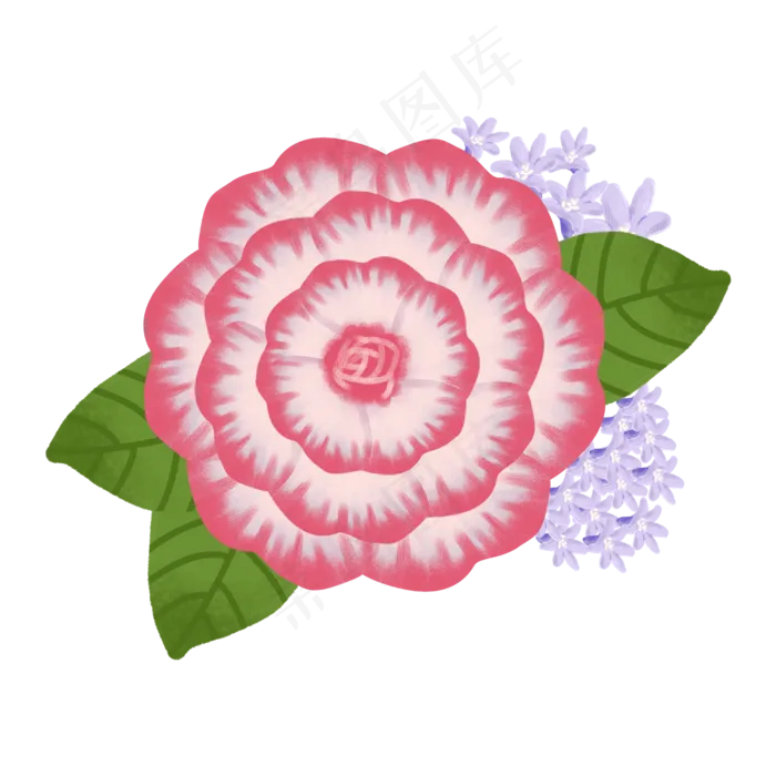 卡通手绘温馨母爱花朵之一朵大粉,免抠元素