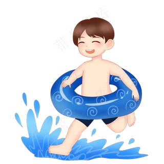 戏水男孩游泳